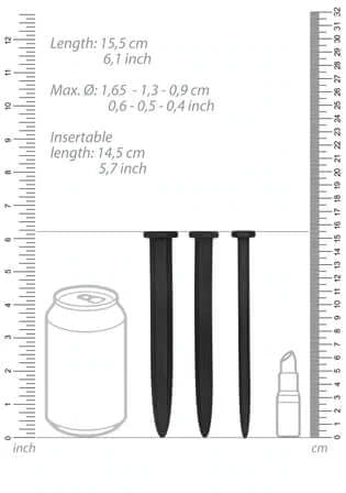Silicone Rugged Nail Plug Set - Urethral Sounding - Black-Bondage & Fetish - Urethra-Ouch-Danish Blue Adult Centres