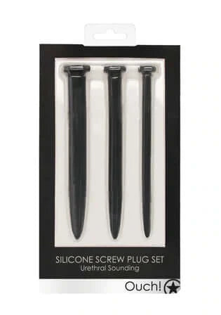 Silicone Rugged Nail Plug Set - Urethral Sounding - Black-Bondage & Fetish - Urethra-Ouch-Danish Blue Adult Centres