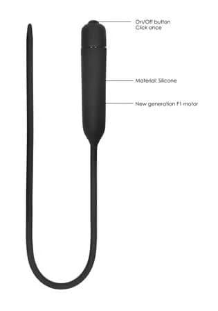 Silicone Vibrating Bullet Plug Extra Long - Urethral Sounding - Black-Bondage & Fetish - Urethra-Ouch-Danish Blue Adult Centres