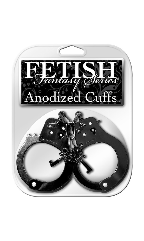 Pipedream Fetish Fantasy Anodized Cuffs (Black)-Bondage & Fetish - Cuffs & Restraints-Pipedream-Danish Blue Adult Centres