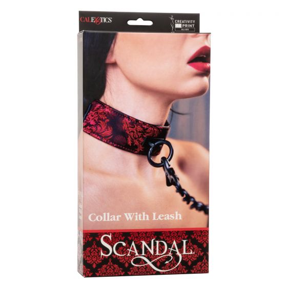 Calexotics Scandal Collar with Leash - Red-Bondage & Fetish - Cuffs & Restraints-CalExotics-Danish Blue Adult Centres
