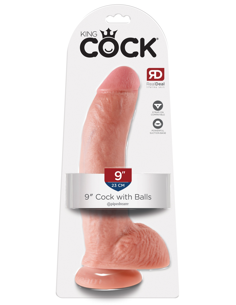 King Cock Realistic Dildo with balls 9inch Flesh