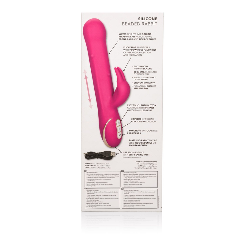 CalExotics Premium Jack Rabbit Signature Silicone Beaded Vibrator (Pink)-Unclassified-CalExotics-Danish Blue Adult Centres