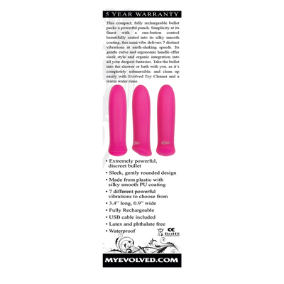 Evolved Pretty in Pink Rechargeable Vibrator (Pink)-Adult Toys - Vibrators - Bullets-Evolved-Danish Blue Adult Centres
