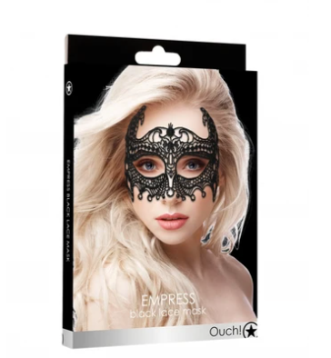 Ouch! Empress Black Lace Mask-Bondage & Fetish - Mask, Hood, Blindfolds-Ouch-Danish Blue Adult Centres