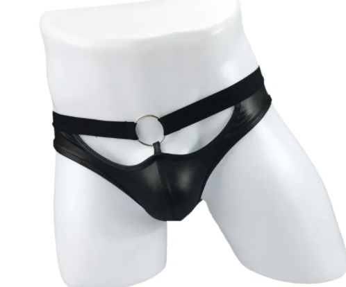 Love In Leather - Mens Wet Look Jock Strap Style S/M-Clothing - Underwear & Panties - Mens Room in Front-Love In Leather-Danish Blue Adult Centres