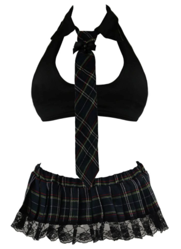 BLD1260 Baci Sexy Schoolgirl Set - Bra Skirt Collar OS