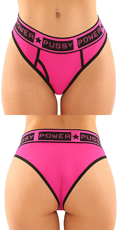 Vibes Pussy Power Brief & Thong-Clothing - Underwear & Panties - Womens Flat Front-Vibes-Danish Blue Adult Centres