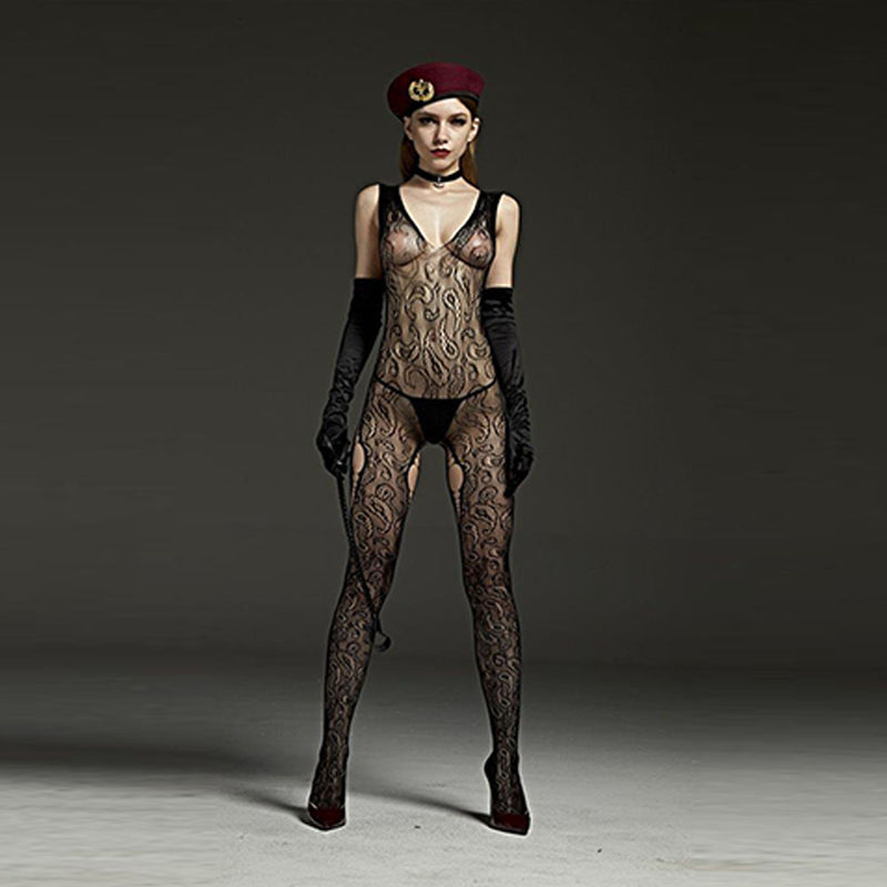 7083 Rimes Corporal Crop Bodystockings (Black) O/S-Clothing - Bodystocking-Rimes-Danish Blue Adult Centres