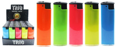 Trio Slimline Fluoro Windproof Refillable Lighter 7cm (Assorted)-Lifestyle - Lighters - Jet Lighters-Trio-Danish Blue Adult Centres
