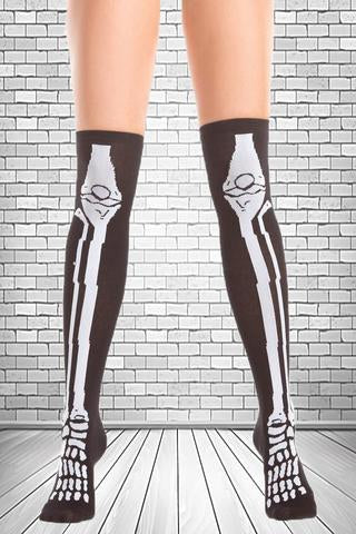 Be Wicked Skeleton Knee High Socks-Unclassified-BeWicked-Danish Blue Adult Centres