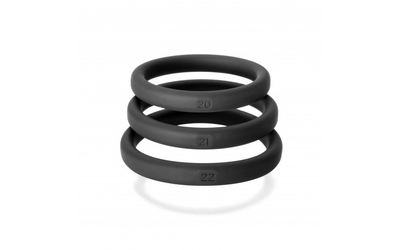 Perfect Fit Xact Fit 3 Silicone Rings - X-Large (Black)-Adult Toys - Cock Rings-Perfect Fit-Danish Blue Adult Centres