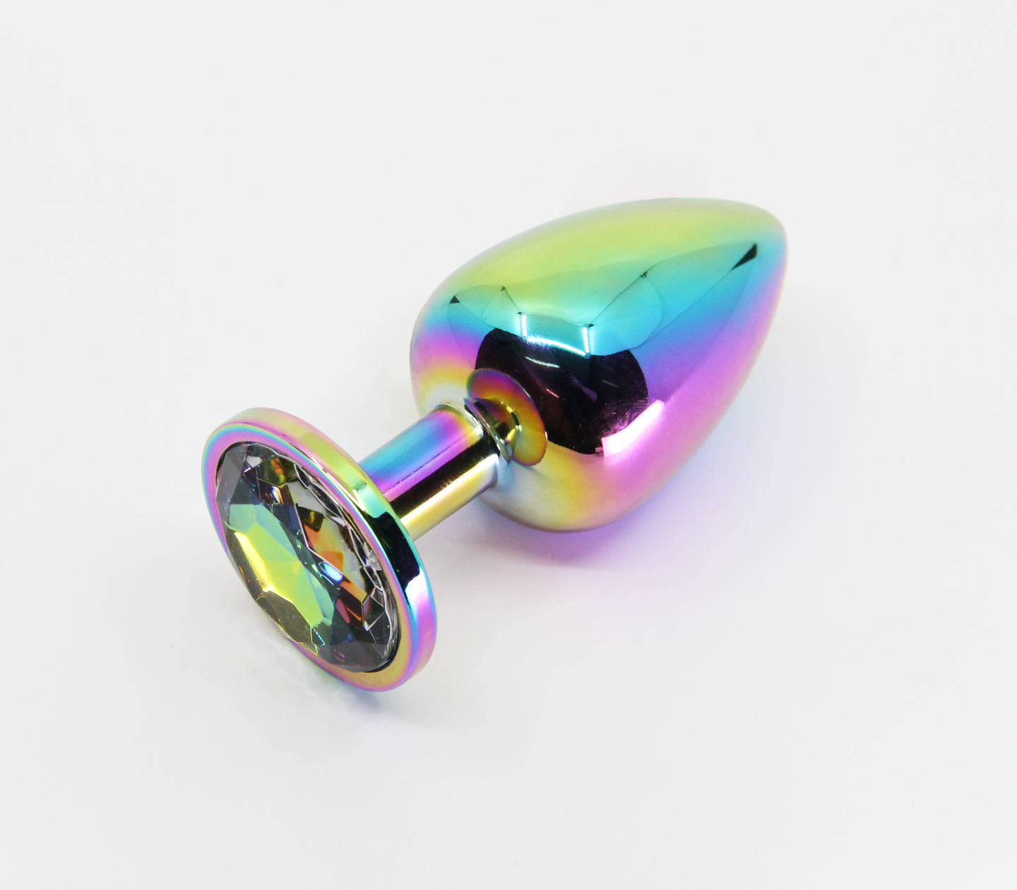 PLU001 Love in Leather Gem Anal Plug Rainbow (Chrome Gem) Large-Adult Toys - Anal - Plugs-Love In Leather-Danish Blue Adult Centres