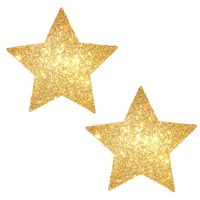 Gold Fairy Dust Glitter Star Pasties-Clothing - Accessories - Nipple-Neva Nude-Danish Blue Adult Centres