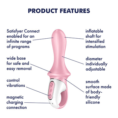 Satisfyer Air Pump Booty 5 - Inflatable Anal Vibrator with App Control - Pink-Adult Toys - Anal - Prostate Stimulators-Satisfyer-Danish Blue Adult Centres