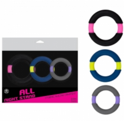 All Night Stand - 3 Piece Silicone Cock Ring Set-Unclassified-EXCELLENT POWER INDUSTRIAL LIMITED-Danish Blue Adult Centres