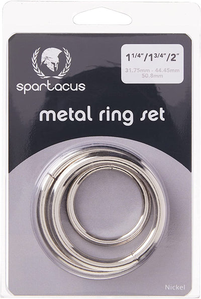 Spartacus Metal Cock Ring Set - 3 Rings (Chrome)