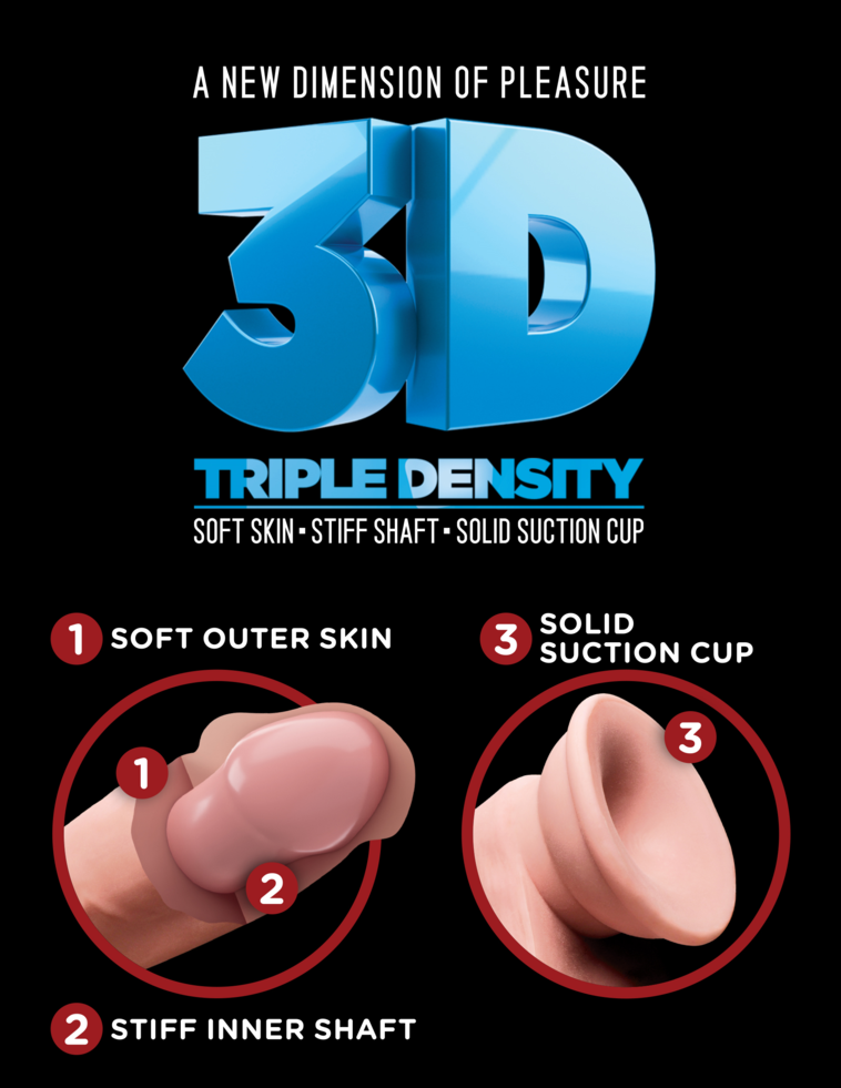 King Cock Plus 3D Realistic Dildo - Triple Density - Flesh Colour