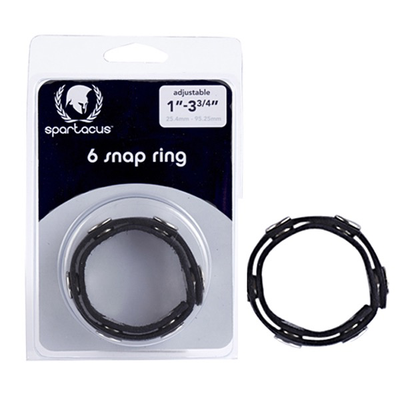 Spartacus - Leather 6 Snap Cock Ring (Black)-Adult Toys - Cock Rings-Spartacus-Danish Blue Adult Centres