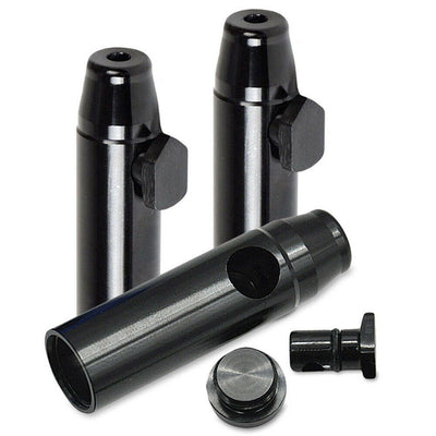 Aluminum Snuff/Snorter Dispenser Bullet-shaped Black-Lifestyle - Snorters & Tooters-Agung-Danish Blue Adult Centres