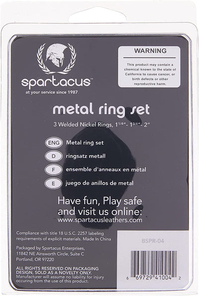 Spartacus Metal Cock Ring Set - 3 Rings (Chrome)-Adult Toys - Cock Rings-Spartacus-Danish Blue Adult Centres