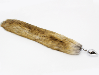 Love In Leather - Brown Fox Tail w Aluminium Butt Plug (Medium)-Adult Toys - Anal - Plugs-Love In Leather-Danish Blue Adult Centres