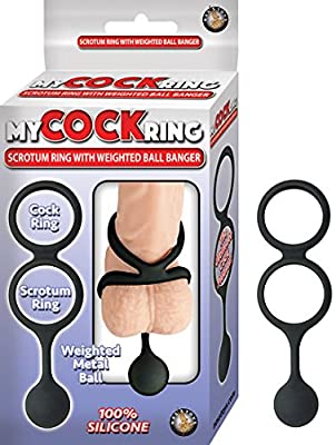 My Cockring Scrotum w/ Weight Ball Banger (Black)-Adult Toys - Cock Rings - Ball Stretchers-Nasstoys-Danish Blue Adult Centres