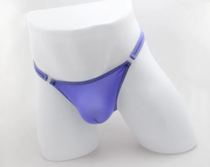 Love In Leather - Mens Lycra G-String with Quick Release Clips Purple - Medium-Clothing - Underwear & Panties - Mens Room in Front-Love In Leather-Danish Blue Adult Centres