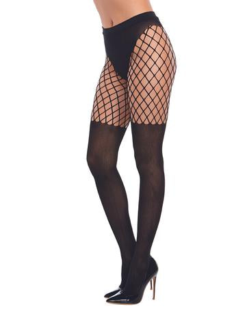 Dreamgirl Opaque Fence Net Pantyhose O/S-Clothing - HosieryStockings-Dreamgirl-Danish Blue Adult Centres