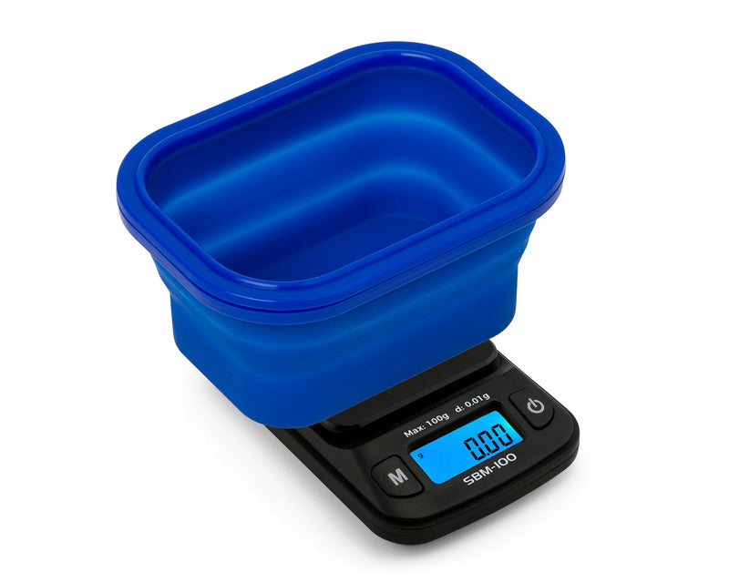 On Balance Mini Silicone Bowl Scale 100g x 0.01g Blue-Lifestyle - Scales - 0.01-On Balance-Danish Blue Adult Centres