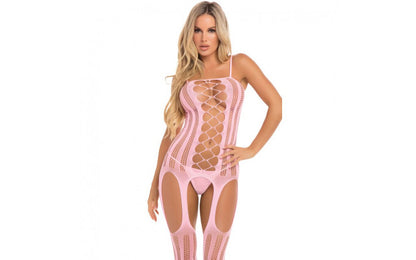 Pink Lipstick Fake News Bodystocking OS-Clothing - Bodystocking-Pink Lipstick-Danish Blue Adult Centres