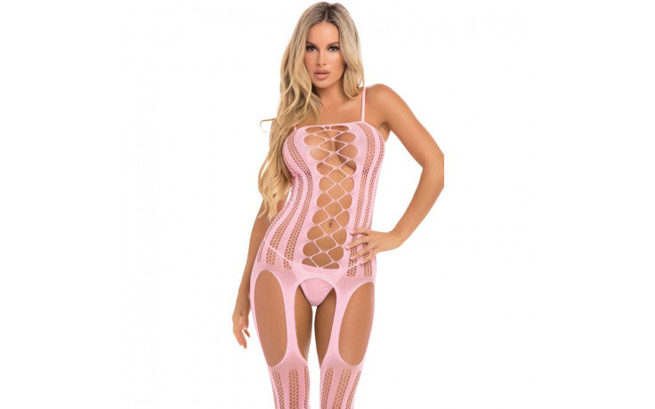 Pink Lipstick Fake News Bodystocking OS-Clothing - Bodystocking-Pink Lipstick-Danish Blue Adult Centres