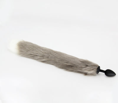 Fox Tail Buttplug (Grey/White) - Small-Adult Toys - Anal - Plugs-Love In Leather-Danish Blue Adult Centres
