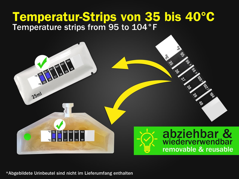 Temperature Strips for CleanUrin Sachets - Single-Unclassified-CleanU-Danish Blue Adult Centres