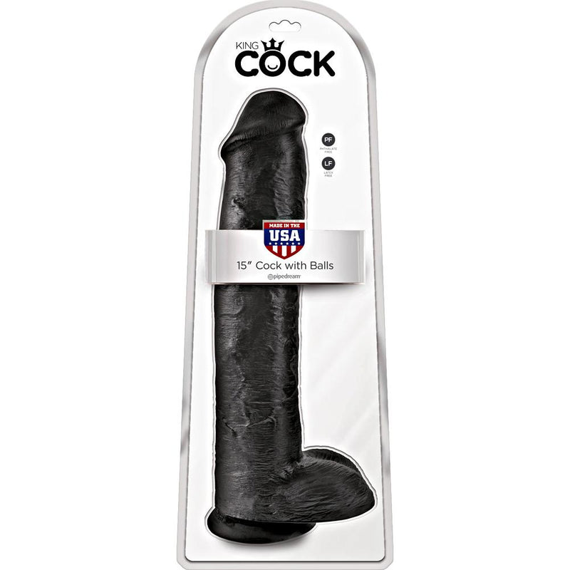 King Cock Realistic Dildo with balls 15inch Black