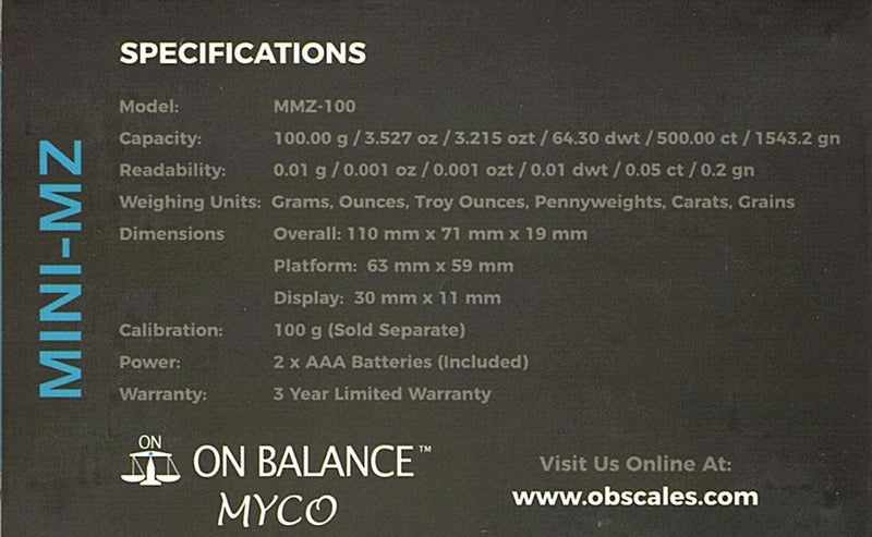 0.01g/100g Myco Mini Digital Scale MMZ-100 (Black)-Lifestyle - Scales - 0.01-On Balance-Danish Blue Adult Centres