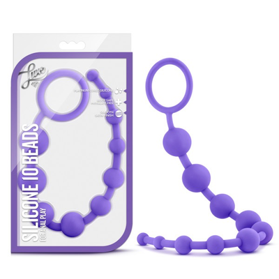 Blush Silky Smooth Beginner Silicone Anal Beads 12.5" Length with Pull Handle (Purple)-Adult Toys - Anal - BeadsBalls-Blush-Danish Blue Adult Centres