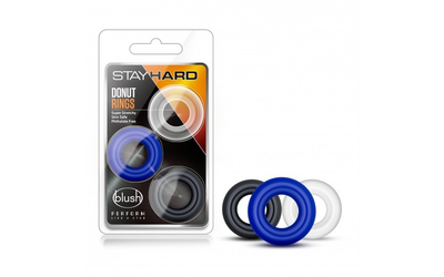 Stay Hard Donut Rings-Assorted 3 Pack-Adult Toys - Cock Rings-Blush-Danish Blue Adult Centres