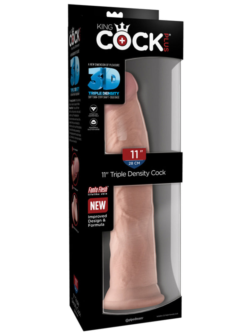 King Cock Plus 3D Realistic Dildo - Triple Density - Flesh Colour 11 inch without balls