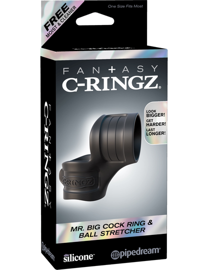Pipedream Fantasy C-Ringz Mr Big Cock Ring & Ball Stretcher (Black)-Adult Toys - Cock Rings - Ball Stretchers-Pipedream-Danish Blue Adult Centres