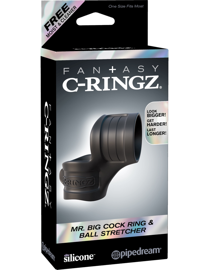 Pipedream Fantasy C-Ringz Mr Big Cock Ring & Ball Stretcher (Black)-Adult Toys - Cock Rings - Ball Stretchers-Pipedream-Danish Blue Adult Centres