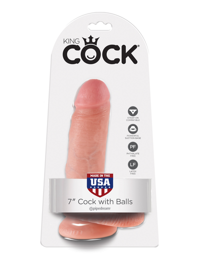 King Cock Realistic Dildo with balls 7inch Flesh