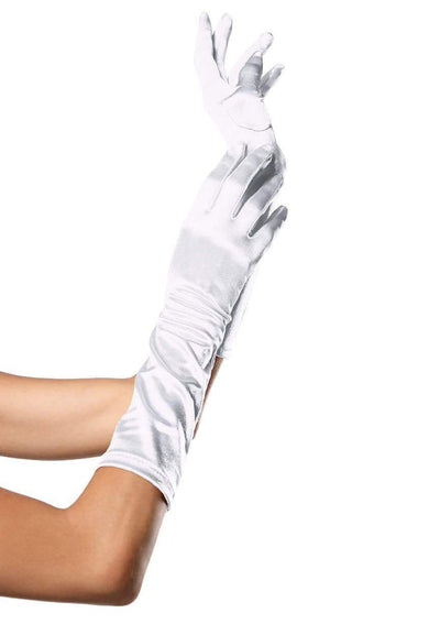 Leg Avenue Elbow Length Satin Glove (White)-Clothing - Accessories-Leg Avenue-Danish Blue Adult Centres