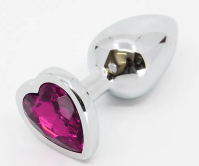 Love In Leather - Butt Plug with Heart Gem Medium Pink-Adult Toys - Anal - Plugs-Love In Leather-Danish Blue Adult Centres