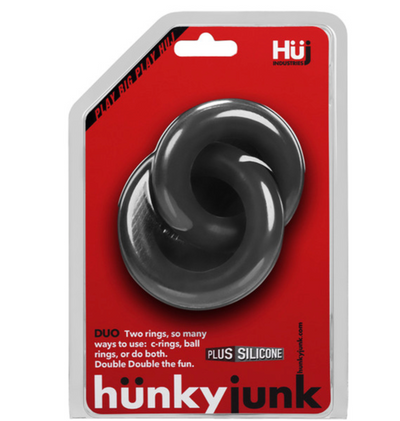 HunkyJunk Duo Linked Cock Ring - Tar-Adult Toys - Cock Rings - Separators-Hunky Junk-Danish Blue Adult Centres