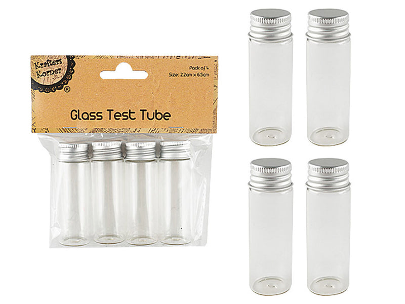 Pack of 4 Screw Top Bottles 2.2cm x 6.5cm-Lifestyle - Storage - Vials & Bottles-Krafters Korner-Danish Blue Adult Centres