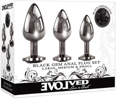 Evolved - Black Gem Anal Plug Set-Adult Toys - Anal - Plugs-Evolved-Danish Blue Adult Centres