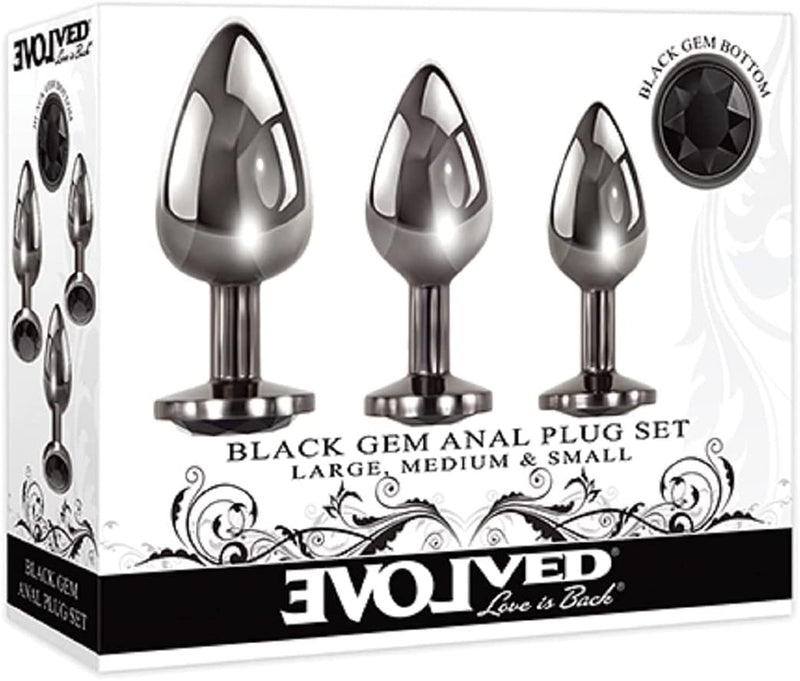 Evolved - Black Gem Anal Plug Set-Adult Toys - Anal - Plugs-Evolved-Danish Blue Adult Centres