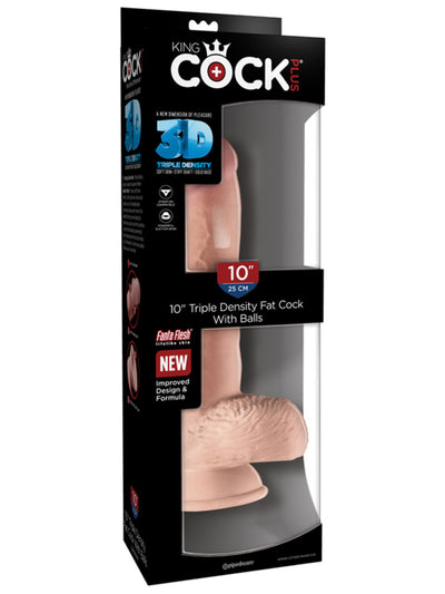 King Cock Plus Realistic Dildo - Triple Density with Balls - Fat Cock - 10 inch-Adult Toys - Dildos - Realistic-King Cock-Danish Blue Adult Centres