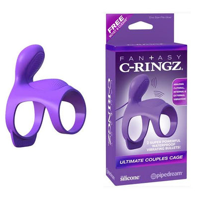 Pipedream Fantasy C-Ringz Vibrating Couples Cage (Purple)-Unclassified-Pipedream-Danish Blue Adult Centres